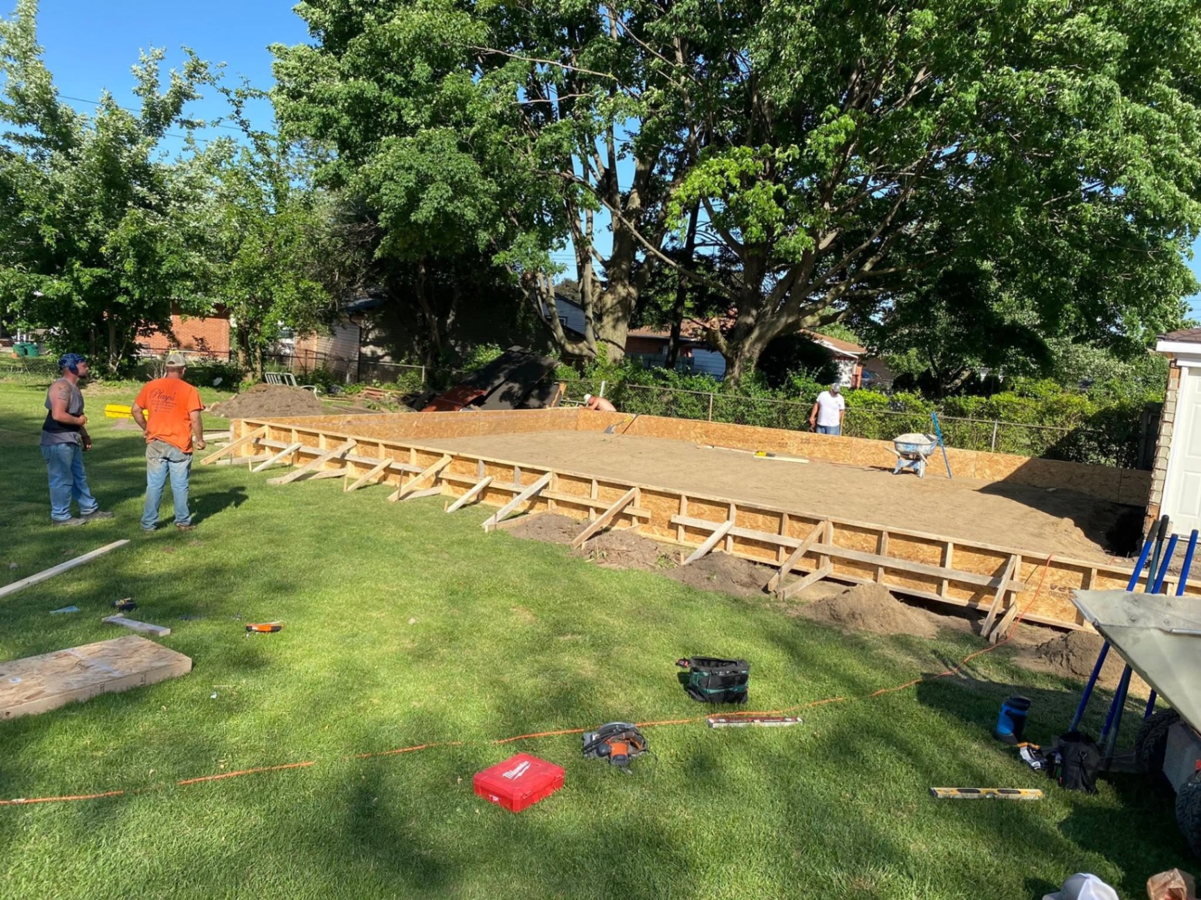 Mechanic's garage slab — perimeter forms set