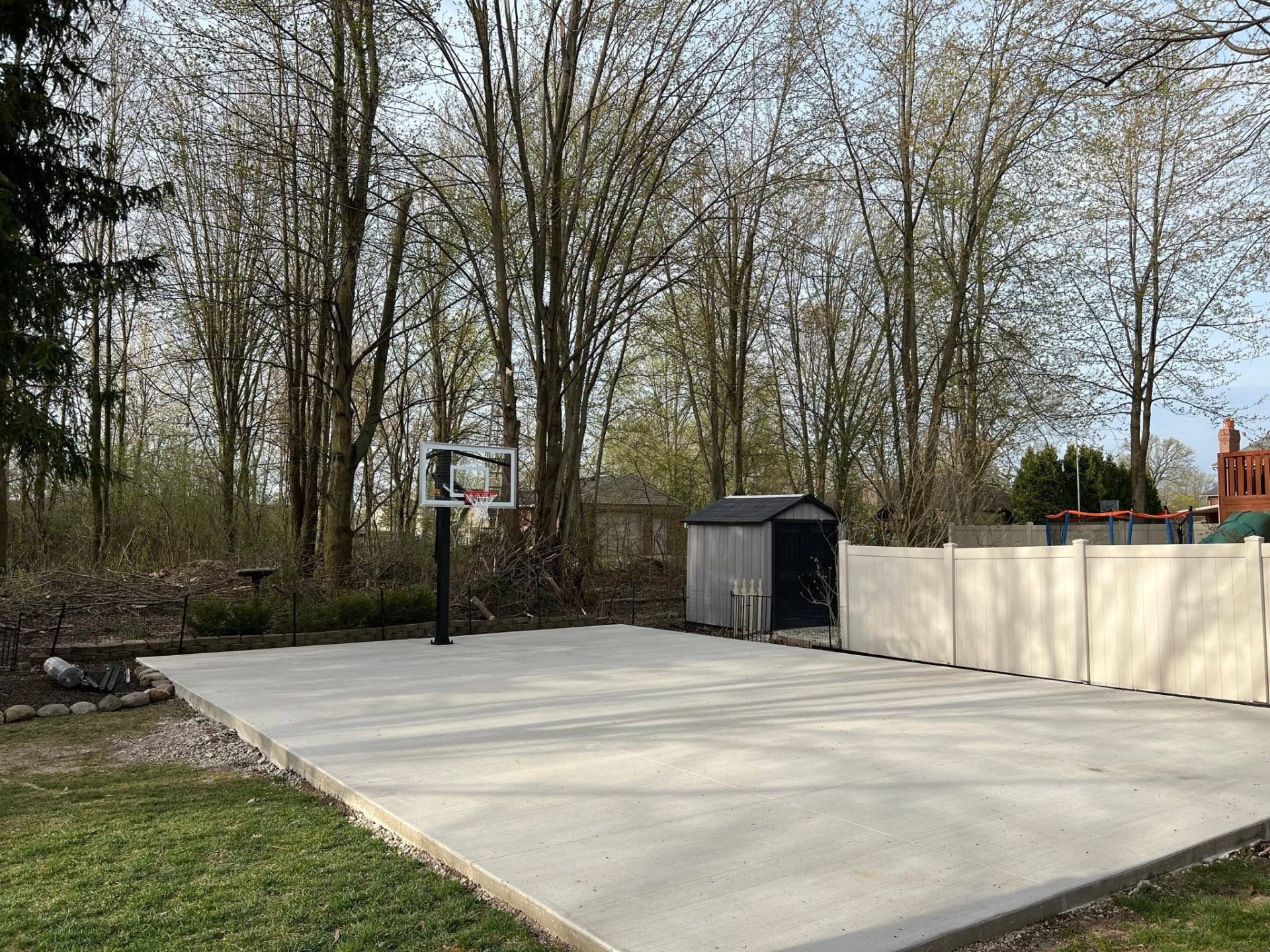 Backyard basketball court slab