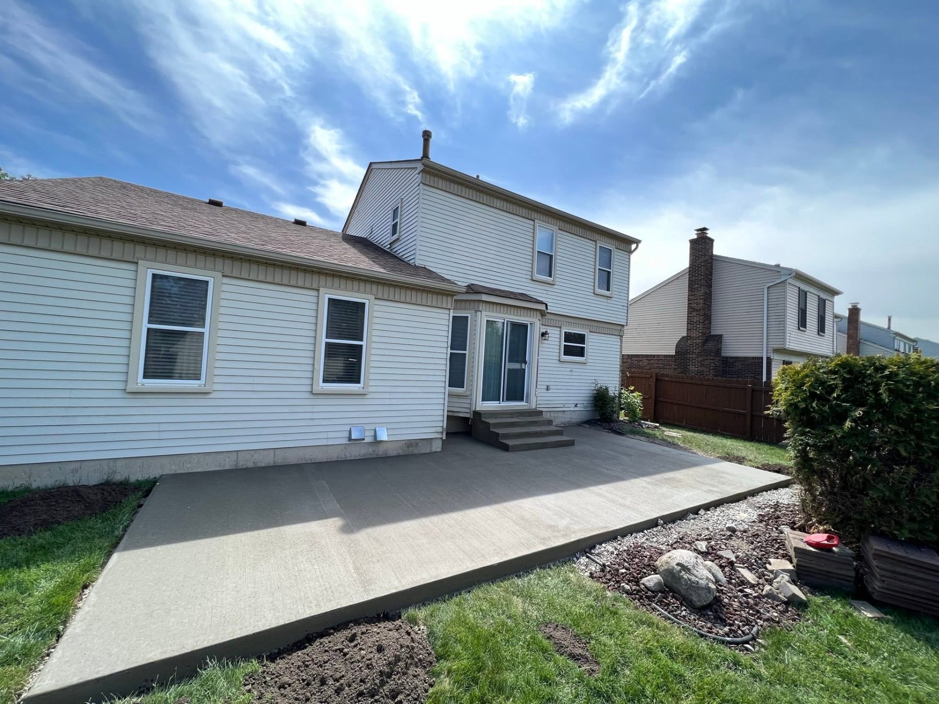 Large backyard concrete slab