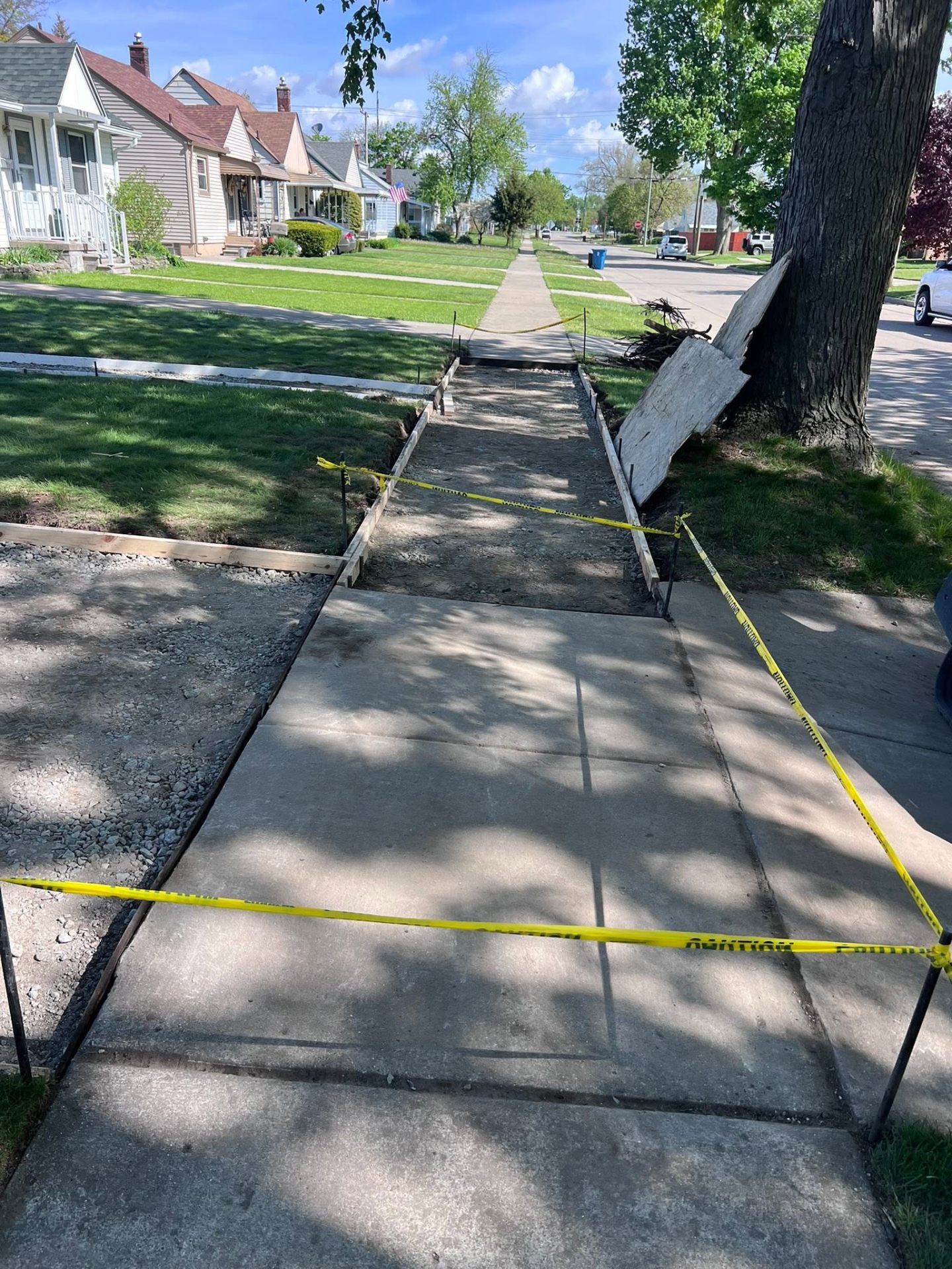 Sidewalk forms prepared before placement