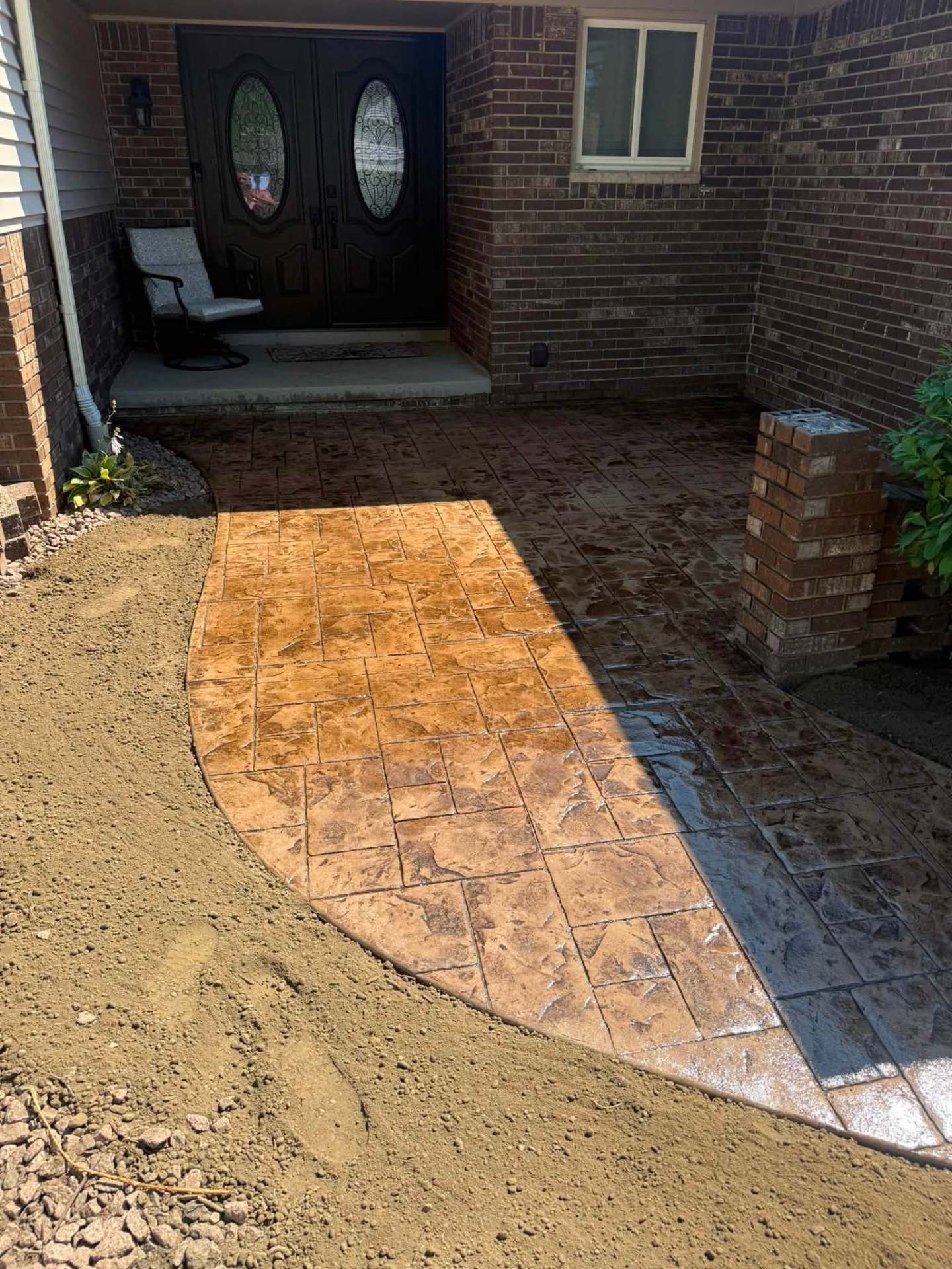 Canton project — stamped concrete front entry walkway